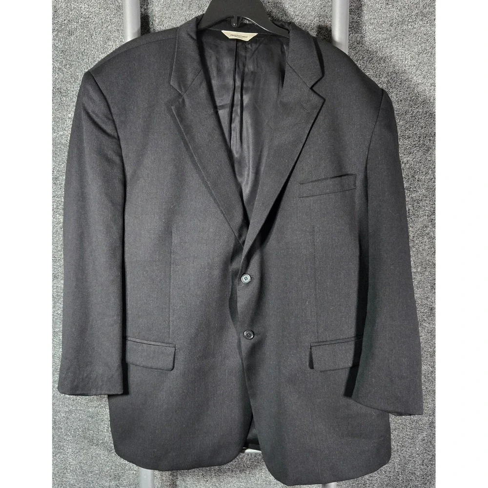 Pronto Uomo Mens 54 Regular Wool Blazer Black Two Button Suit Jacket